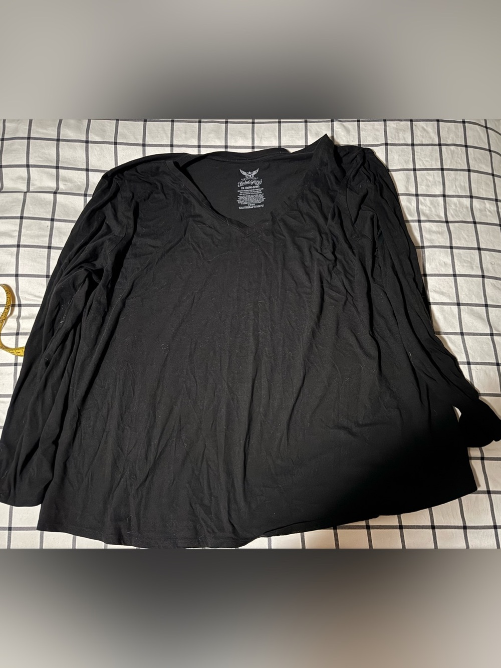 Faded Glory Plus Size Black V-Neck Women’s Long Sleeve Shirt